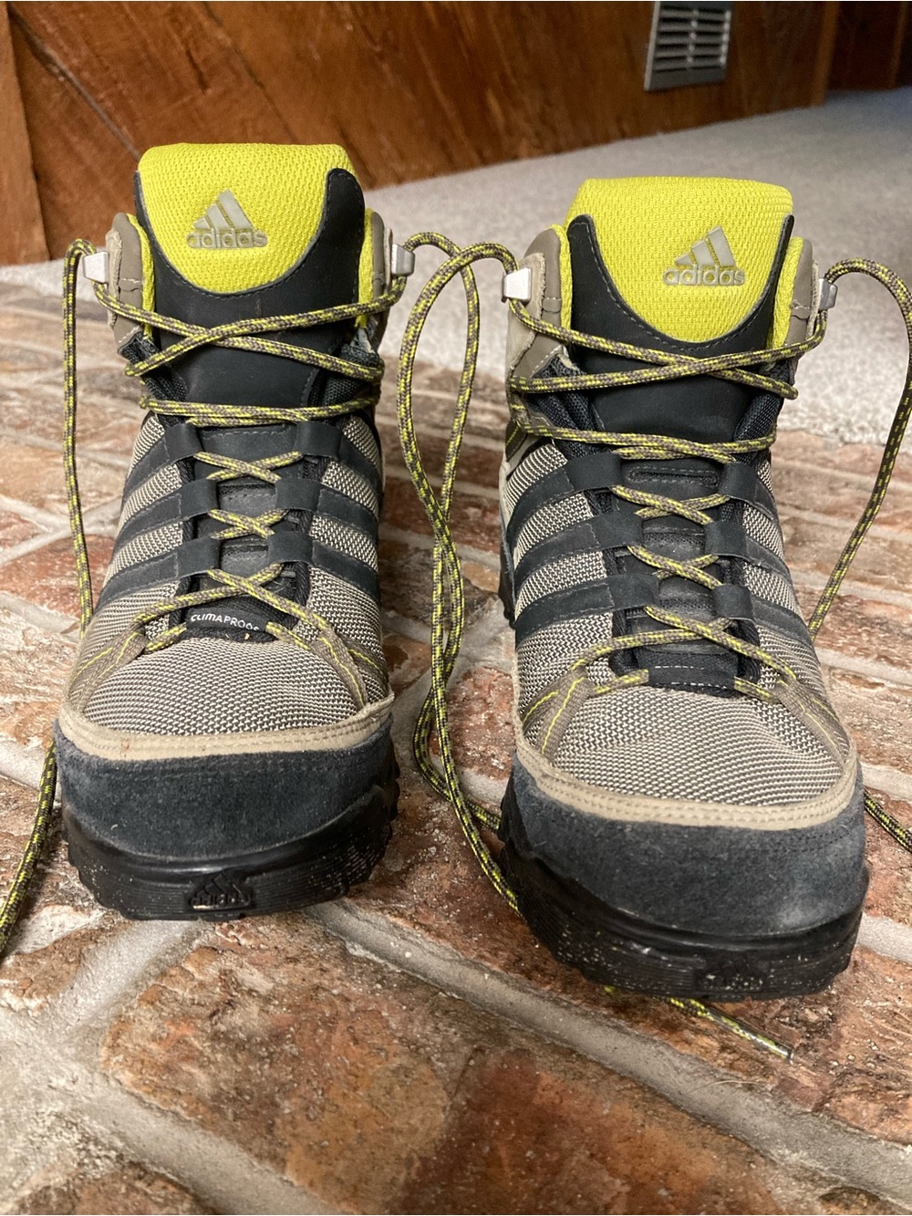 Adidas Tan and Lime Green Trail Boots